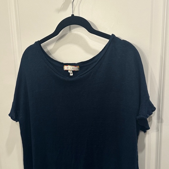 Deep Blue 100% Linen Women's Tee - Picture 3 of 6